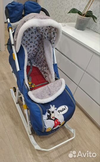 Детские санки коляска с колесами