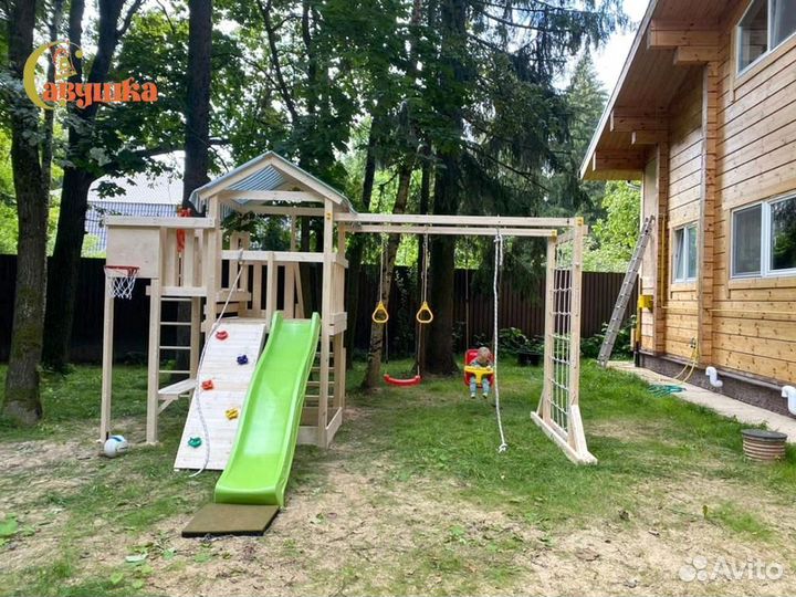 Детский игровой комплекс качели песочница