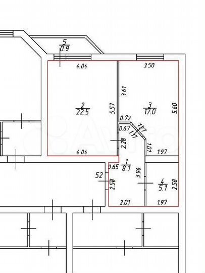 1-к. квартира, 53,6 м², 1/3 эт.