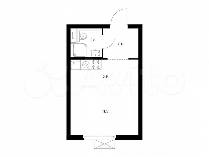 Квартира-студия, 23,5 м², 20/33 эт.