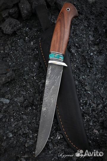Нож филейный Касатка Х12мф палисандр акрил зеленый
