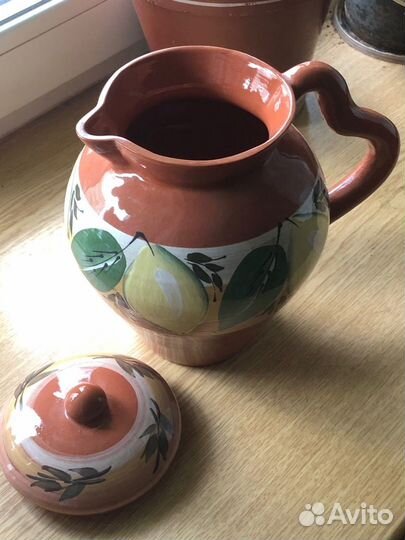 Кувшин и четыре кружки, поливная керамика