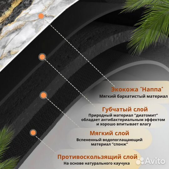 Коврик для ванной 50*80 см мрамор черно-белый