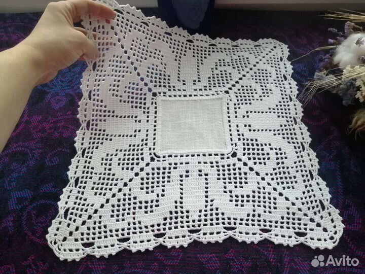 Салфетки Лен Хлопок Кружево ручной работы
