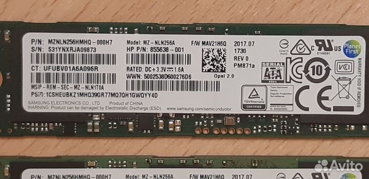SSD Samsung PM871a 256gb M.2 SATA