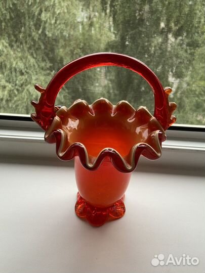 Ваза конфетница цветное стекло СССР