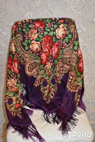 Шаль платок расцветка Павловопосадская