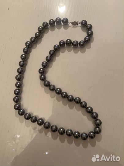 Колье искусственный черный жемчуг 9 мм 66 см