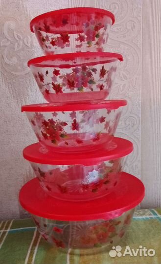 Салатники стеклянные с крышками