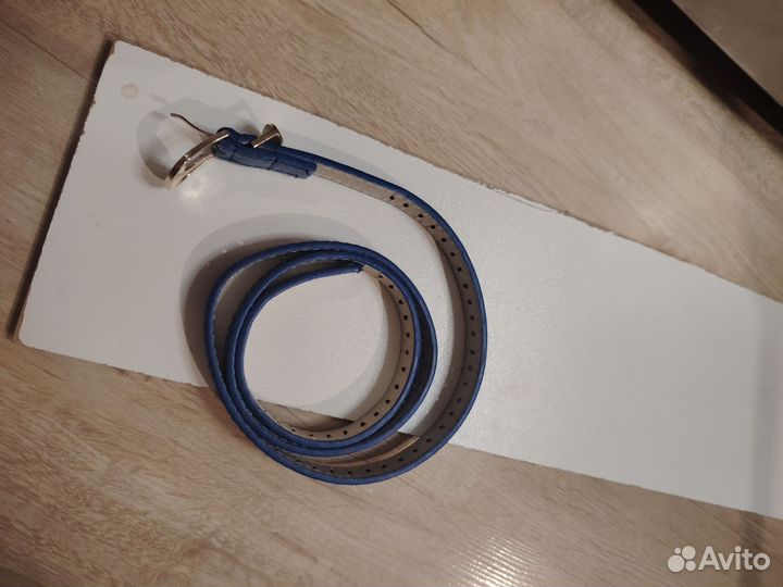 Ремешок синий тонкий 105 см кожзам