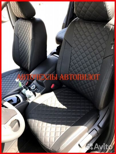 Чехлы Автопилот Opel Mokka из экокожи чёрные Ромб