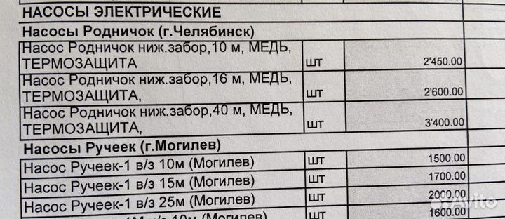 Насос ручеек и родничок