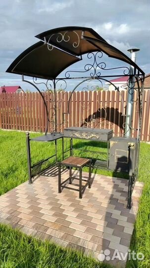 Мангал лофт с крышей