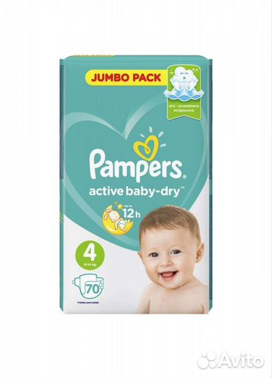 Pampers Active Baby-Dry 4, 70 шт