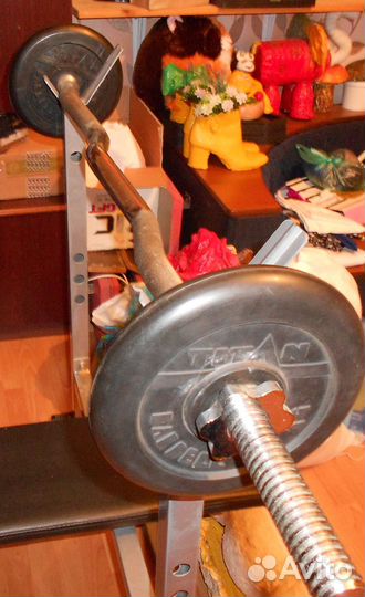 Гриф гантели блины