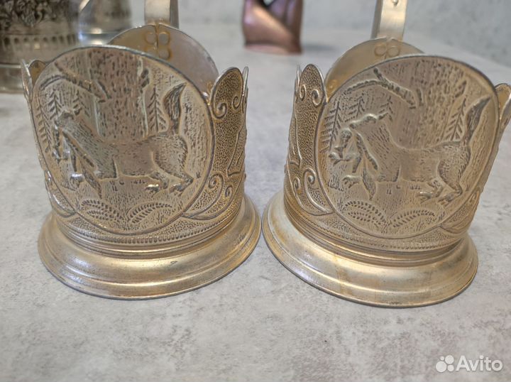 Подстаканники СССР, подсвечник, книги