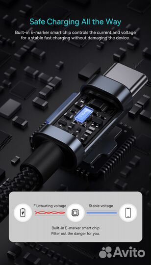 Кабель Baseus, USB Type-C, 100 Вт