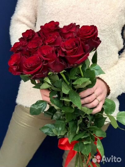 Букет из 11 красных роз Эквадор 70 см
