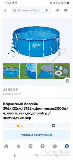 Каркасный бассейн б/у в отличном состоянии