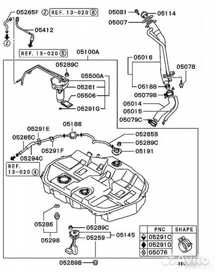 Бак топливный Mitsubishi Lancer 7 4G15