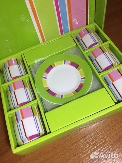 Набор чашек эспрессо с блюдцами, 6 шт