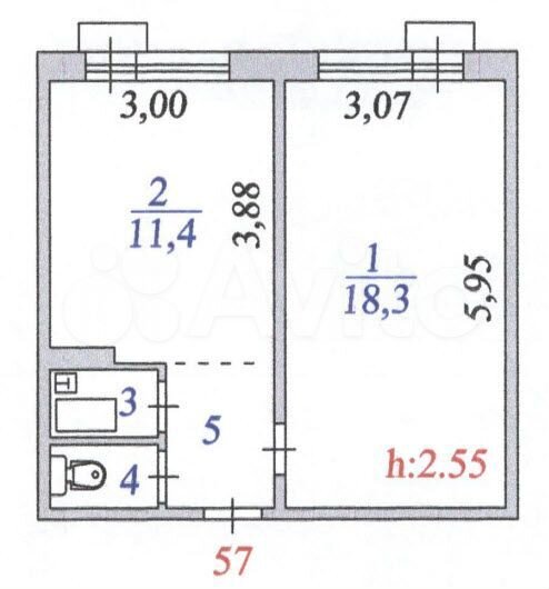 1-к. квартира, 35,4 м², 4/5 эт.