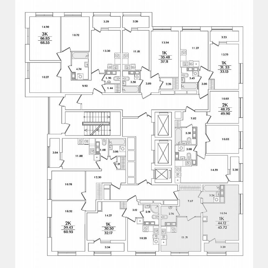 1-к. квартира, 45,7 м², 17/22 эт.