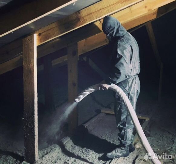 Утепление потолка шумо изоляция Эковата Пенобетон