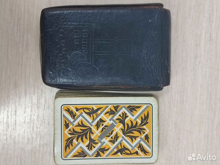 Игральные карты СССР в кожаном футляре