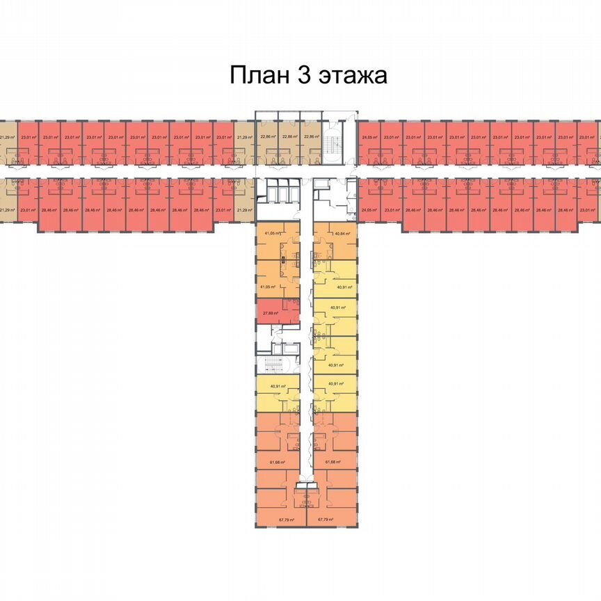 3-к. апартаменты, 61,7 м², 3/24 эт.