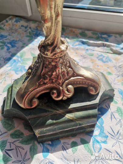 Ваза хрустальная, бронза, малахит