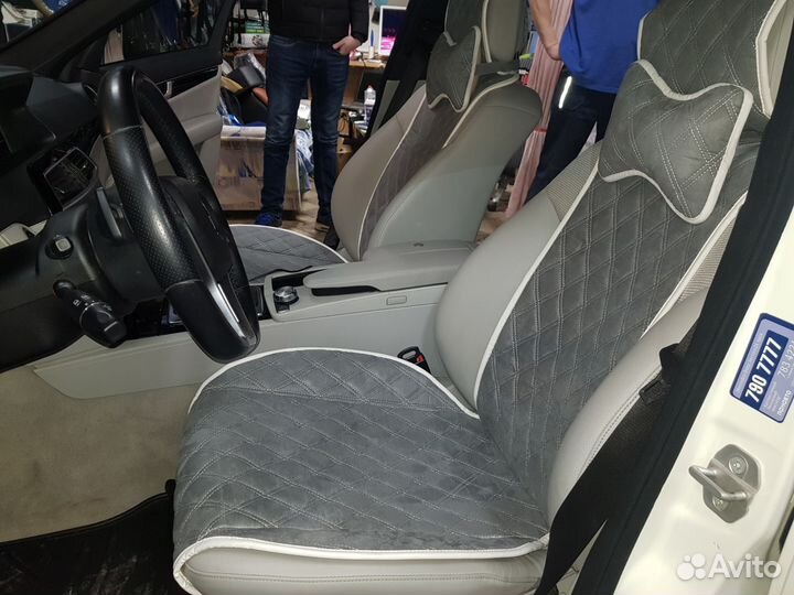 Авточехлы -Накидки Алькантара Мерседес Установка