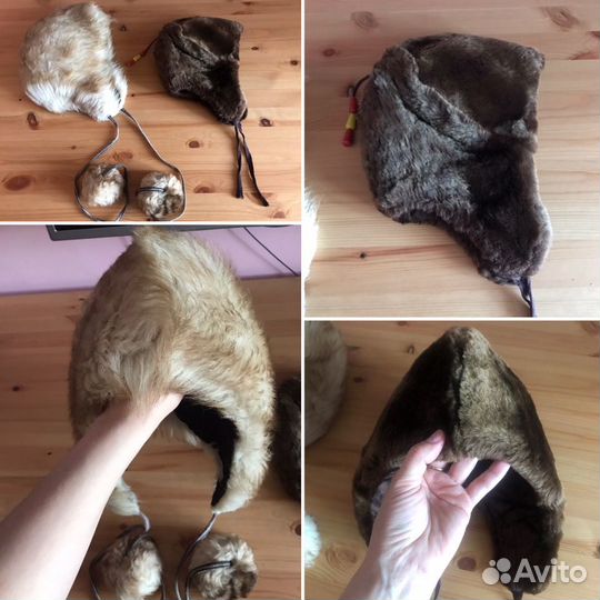 2 шапочки из натур. меха ламы Германия и цигейки