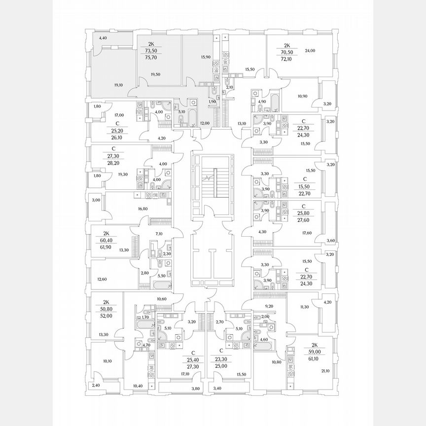 2-к. квартира, 75,7 м², 4/13 эт.