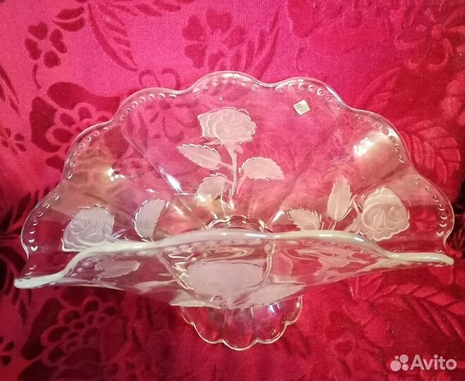 Ваза ручной работы из чешского стекла, фруктовница