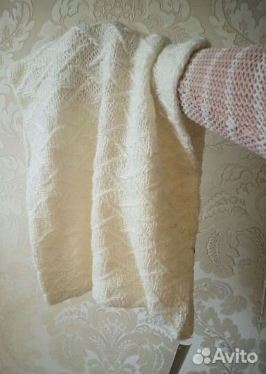 Шарф - снуд белый теплый