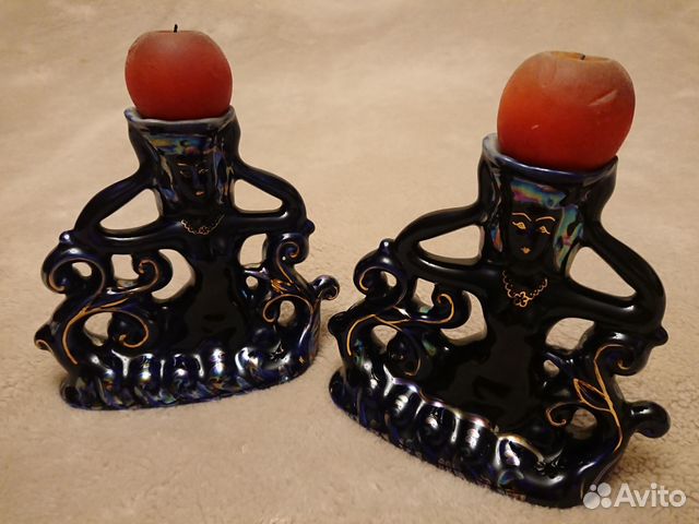 Подсвечники «Русалка» (Кобальт.Возрождение.Фарфор)