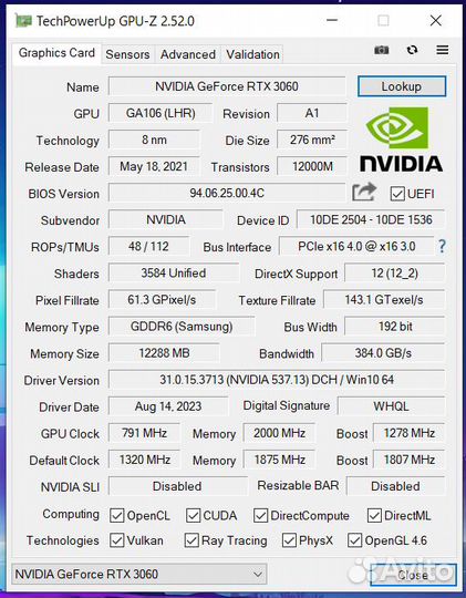KFA2 GeForce RTX 3060 X Black на гарантии