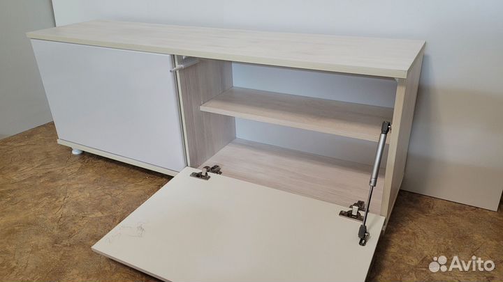 Тумба тв новая (мдф, белый глянец металлик)