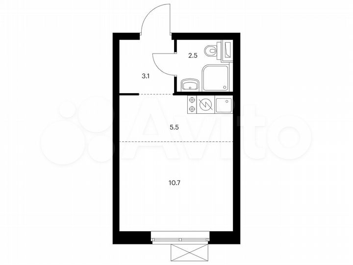 Квартира-студия, 21,8 м², 2/33 эт.