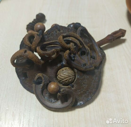 Заколка для волос СССР кожа лося ручная работа