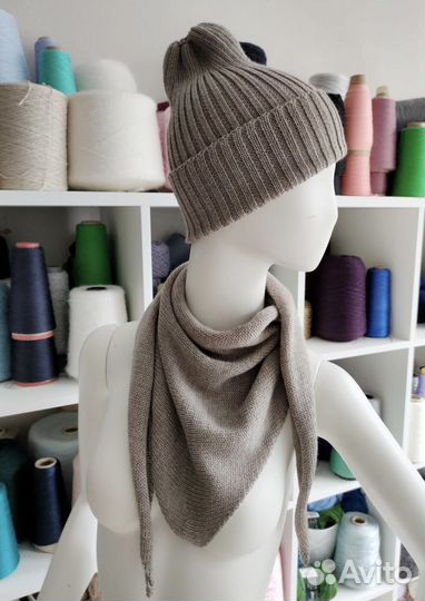 Набор шапочка-тыковка и бактус кашемир+меринос