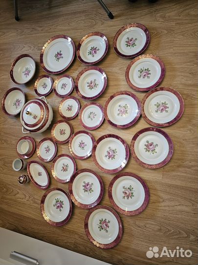 Столовый сервиз фарфор гдр розы fortuna eisenberg