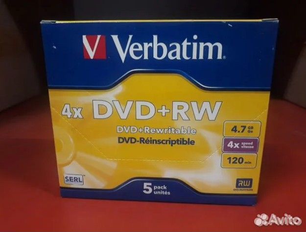 Оптический диск DVD+RW Verbatim 4.7гб 4x уп.5штук