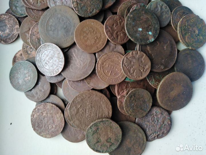 Кучка царских медных монет. 130шт