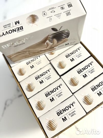 Перчатки виниловые mediok benovy