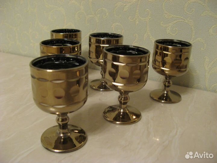 Креманка, рюмки цветное стекло. СССР Винтаж