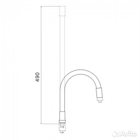 Гибкий излив кухон. смесит. удлинен Savol S-CG02L