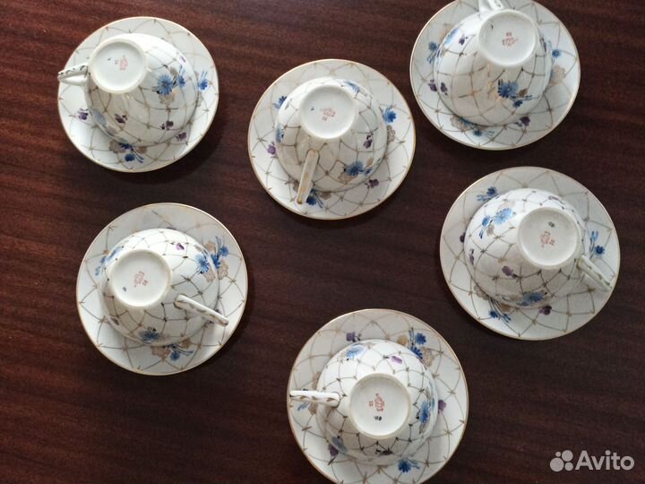 Набор чашек фарфоровых 6 пар лфз 