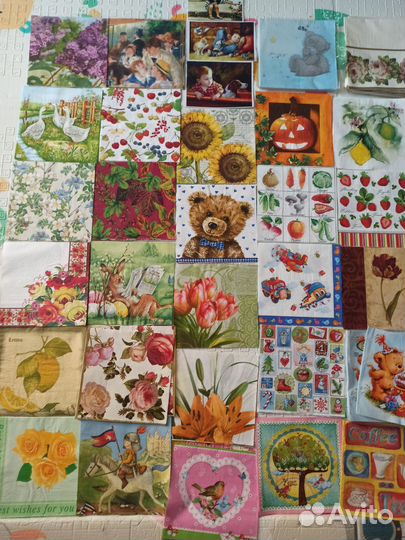 Салфетки для декупажа. 92 шт. Цена за все